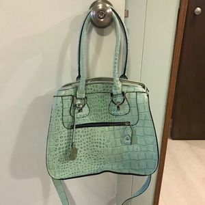 London Fog alligator look handbag teal silver